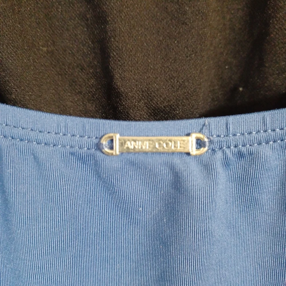 Anne Cole One Piece Bathing Suit Blue EUC Size 12 with separate swim skirt